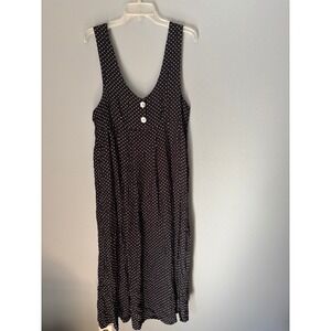 90s Vtg Compagnie Internationale Express Polka Dot Midi Dress Black White Large